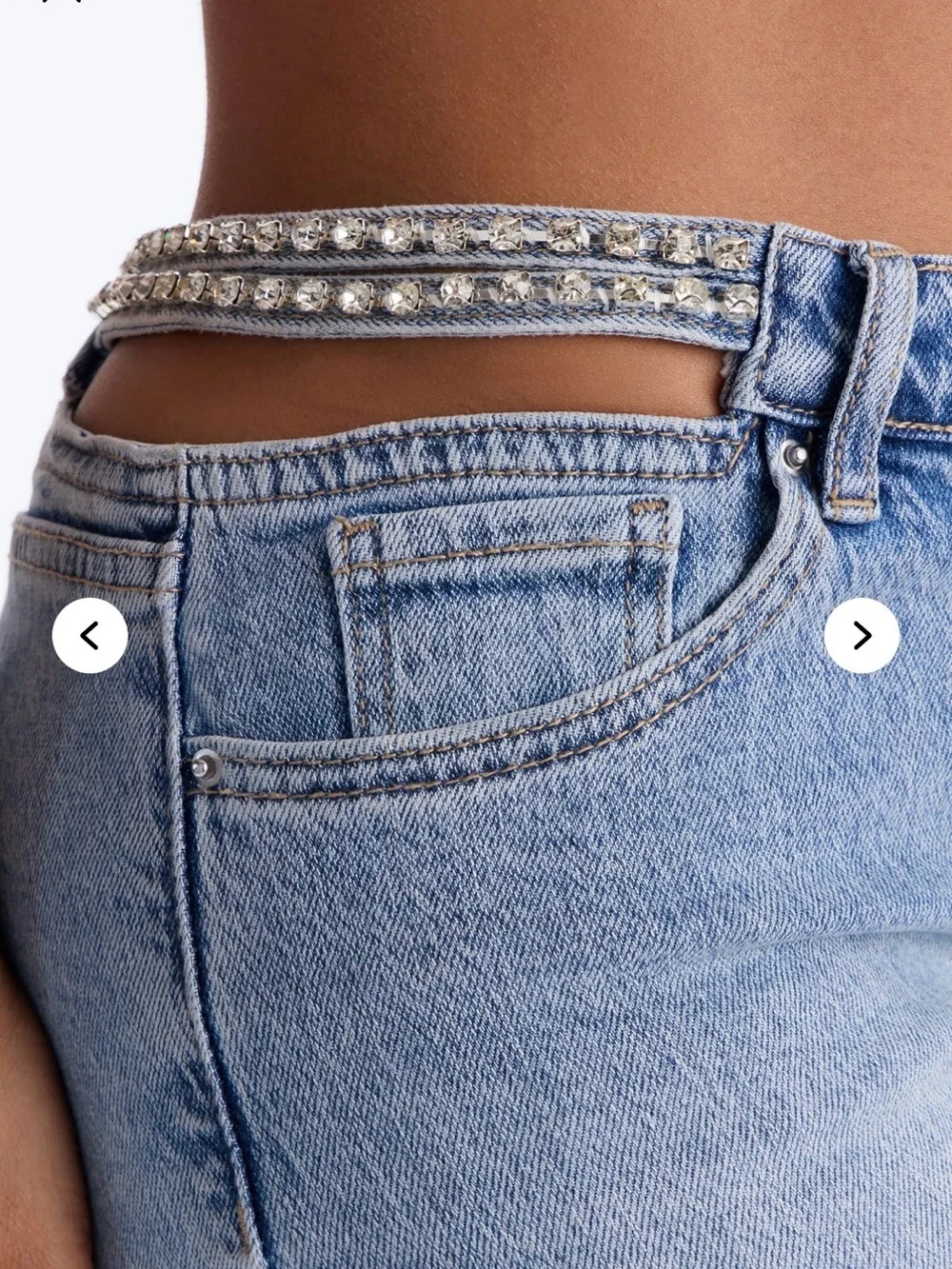 Glam Girl Embellished Denim Shorts - Light Wash